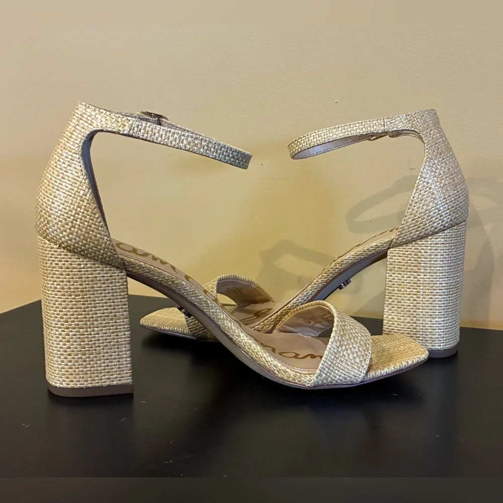 SAM EDELMAN Daniella Block Heel Sandal Natural Color SZ. 7 NWOB - Picture 2 of 13